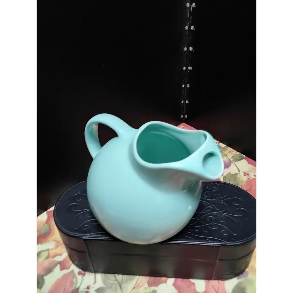 Vintage Franciscan Turquoise Ball pitcher Ice Lip 7